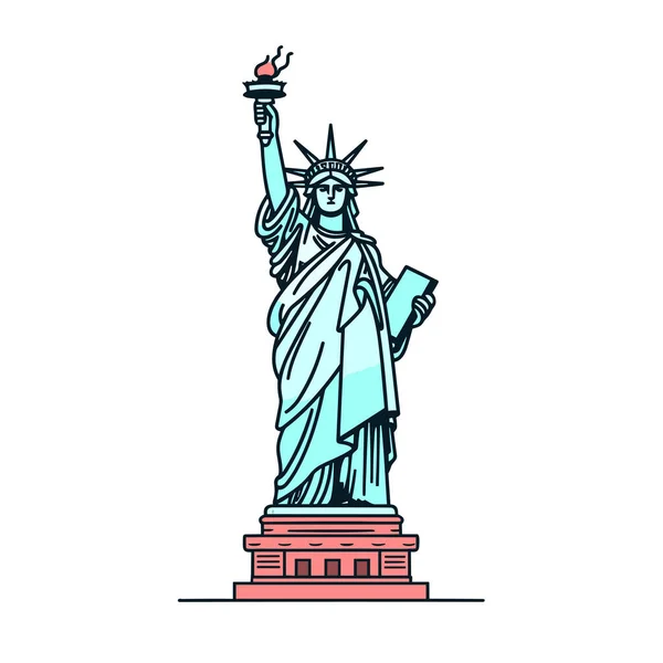 Άγαλμα Της Ελευθερίας Ζωγραφισμένο Στο Χέρι Κωμική Απεικόνιση Άγαλμα Της — Διανυσματικό Αρχείο