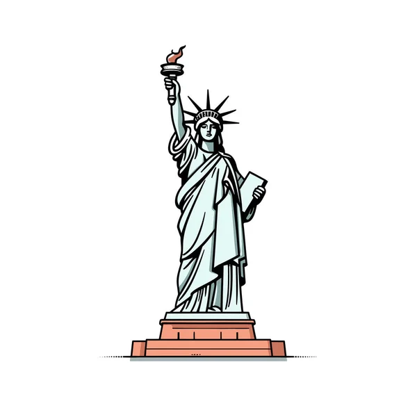 自由の女像 手描きの漫画イラスト 自由の女神 ベクトル落書きスタイルの漫画イラスト — ストックベクタ