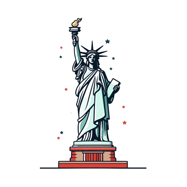 Estátua Liberdade Ilustração Cômica Desenhada Mão Estátua Liberdade Vector Doodle — Vetor de Stock