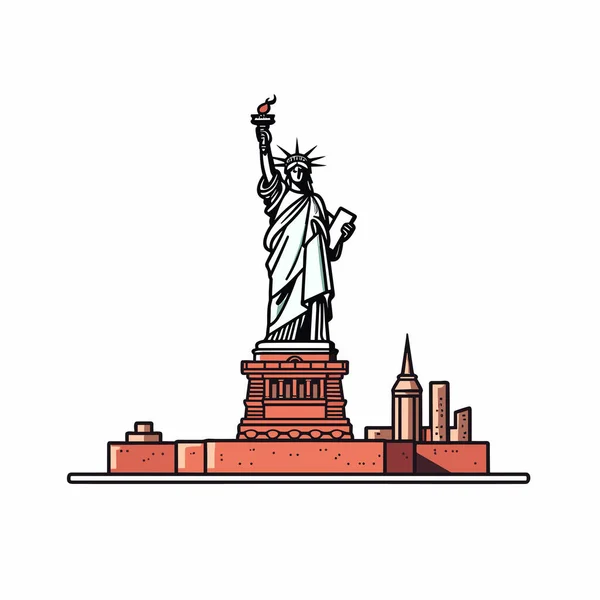 Иллюстрация Комиксам Статуя Свободы Статуя Свободы Векторная Иллюстрация Стиле Каракулей — стоковый вектор