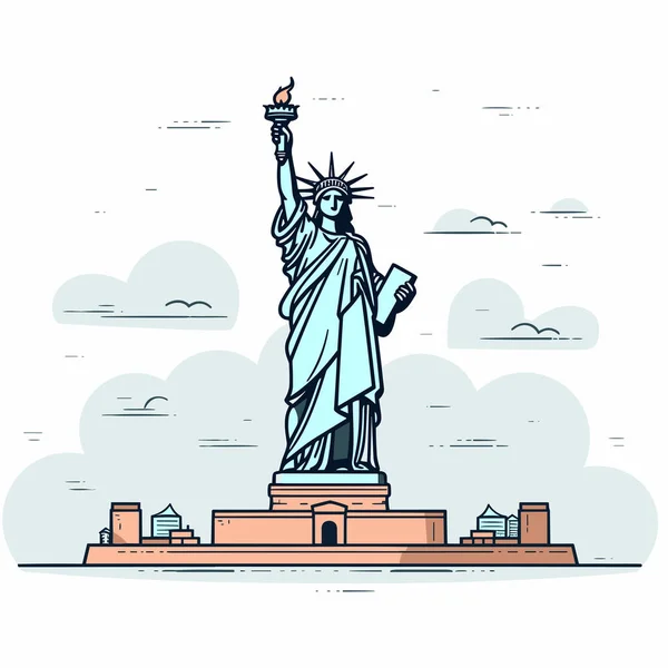 Statua Wolności Ręcznie Rysowana Ilustracja Komiksowa Statua Wolności Wektor Doodle — Wektor stockowy