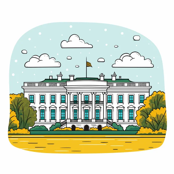 Illustration Dessinée Main Par Maison Blanche Maison Blanche Illustration Vectorielle — Image vectorielle