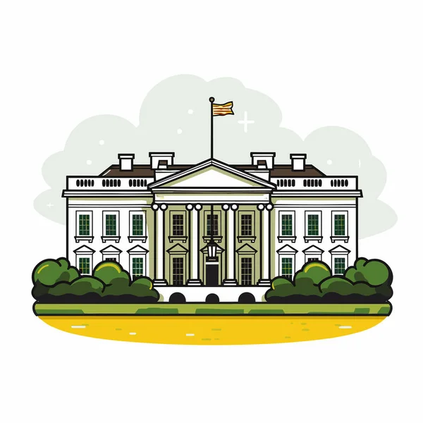 Casa Branca Ilustração Cômica Desenhada Mão Casa Branca Vector Doodle —  Vetores de Stock