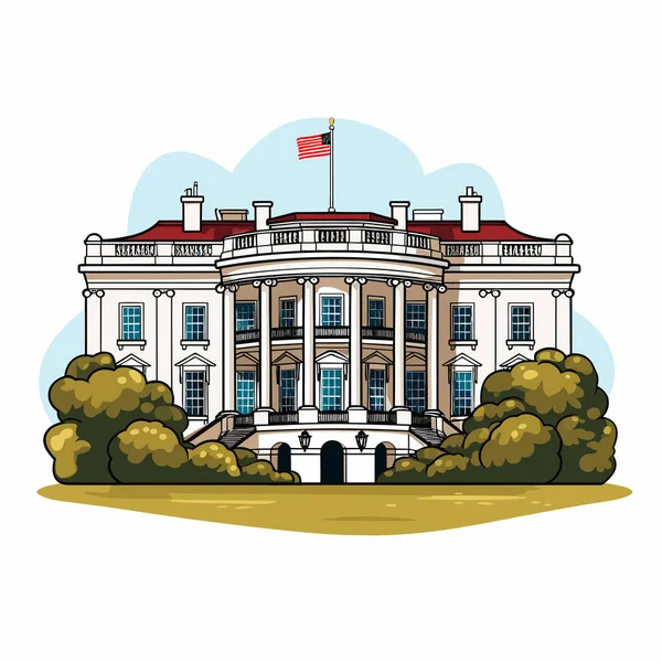 Illustrazione Fumetti Disegnata Mano Dalla Casa Bianca Alla Casa Bianca — Vettoriale Stock