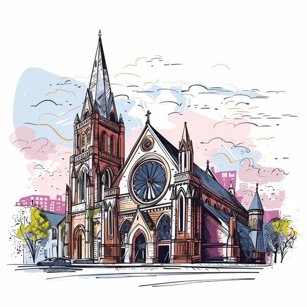 Trinity Church Boston Illustration Comique Dessinée Main Trinity Church Boston — Image vectorielle