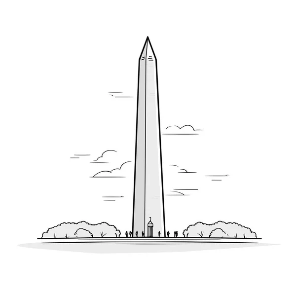 Monumento Washington Ilustración Cómica Dibujada Mano Monumento Washington Vector Doodle — Archivo Imágenes Vectoriales