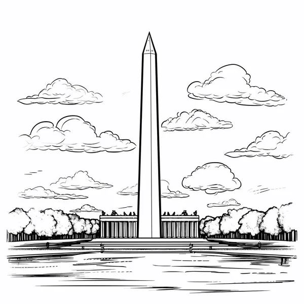 Pomnik Waszyngtona Ręcznie Rysowane Ilustracji Komiksu Pomnik Waszyngtona Wektor Doodle — Wektor stockowy
