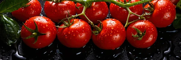 Een Tomatenbanier Tomaten Achtergrond Close Voedselfotografie — Stockfoto