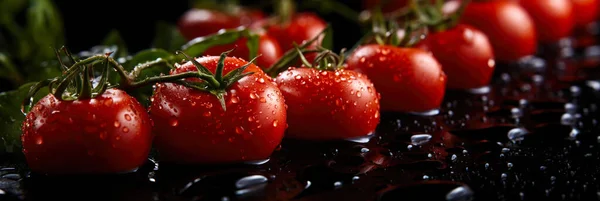 Spanduk Tomat Latar Belakang Tomat Fotografi Makanan Jarak Dekat — Stok Foto