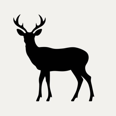 Deer silhouette. Deer black icon on white background clipart