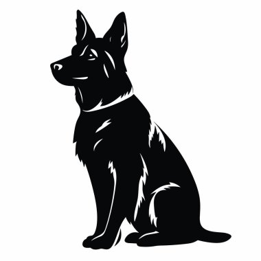 Alman çoban köpeği silueti. Beyaz arkaplanda Alman çoban köpeği simgesi