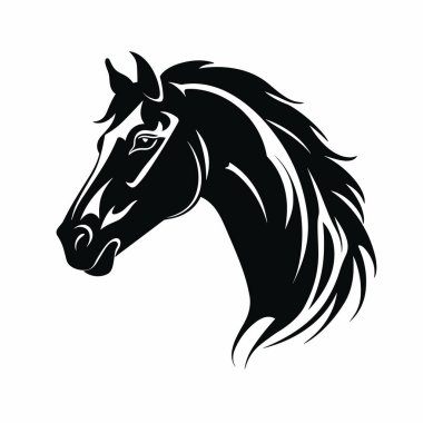 Horse silhouette. Horse black icon on white background clipart