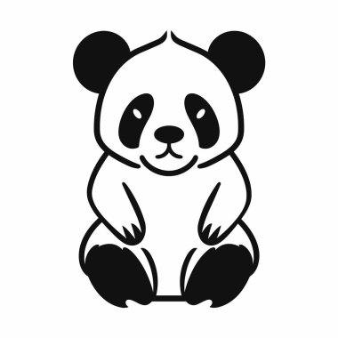 Panda silueti. Beyaz arkaplanda panda simgesi