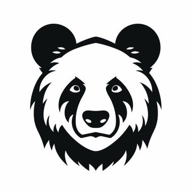 Panda silueti. Beyaz arkaplanda panda simgesi
