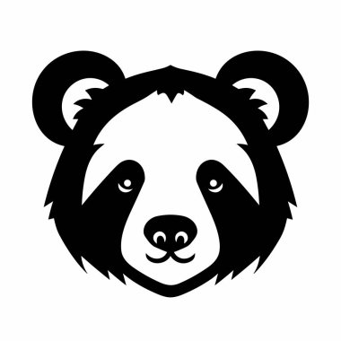 Panda silueti. Beyaz arkaplanda panda simgesi