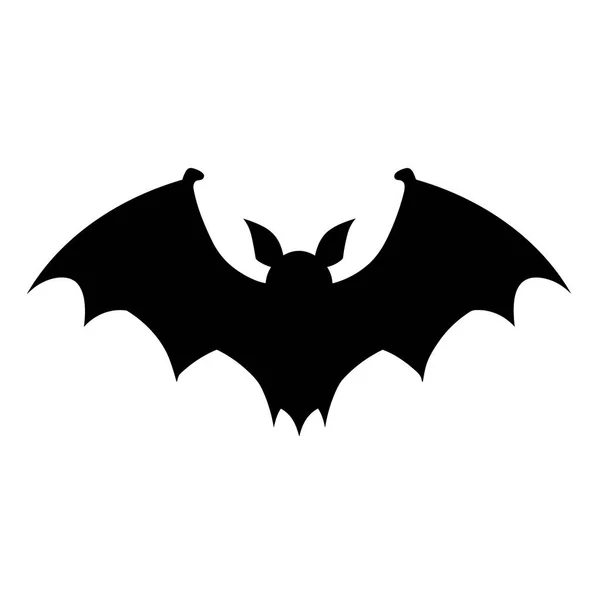 Sylwetka Nietoperza Bat Czarny Ikona Białym Tle — Wektor stockowy