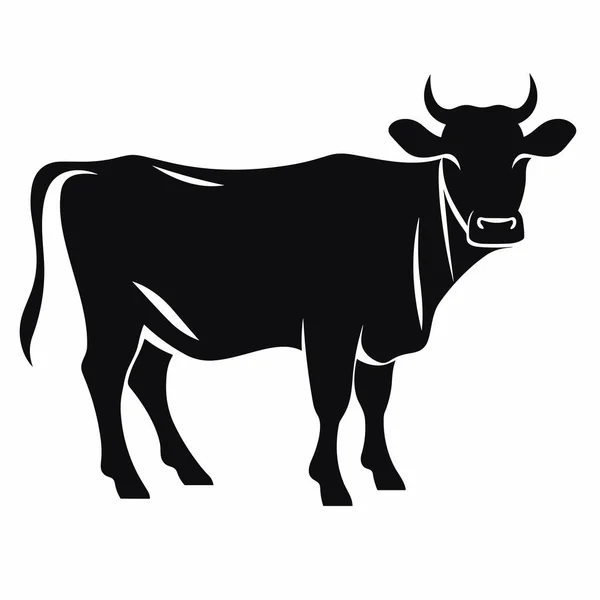 Bull Silueta Kráva Černá Ikona Bílém Pozadí — Stockový vektor