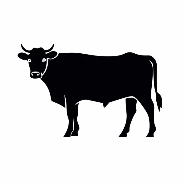 Bullensilhouette Kuh Schwarzes Symbol Auf Weißem Hintergrund — Stockvektor