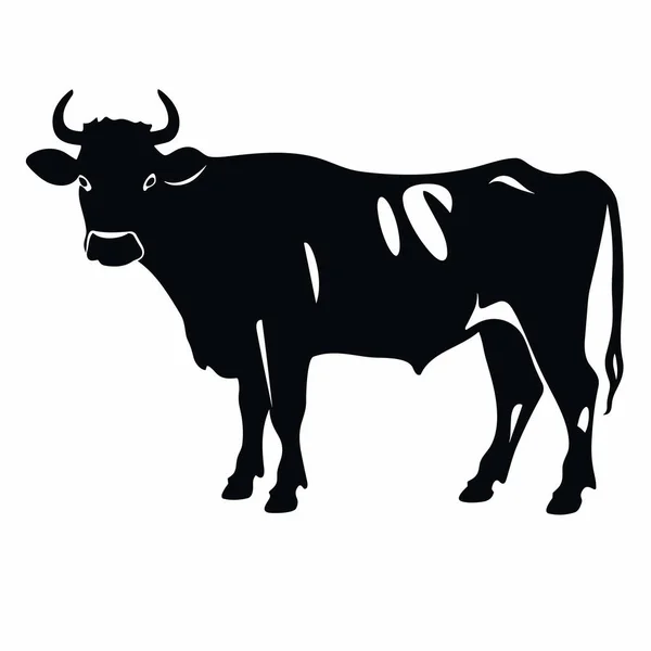 Sílhueta Touro Ícone Preto Vaca Fundo Branco — Vetor de Stock