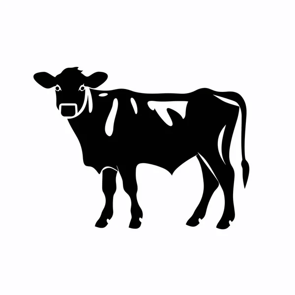 Силует Бика Чорна Ікона Корови Білому Тлі — стоковий вектор
