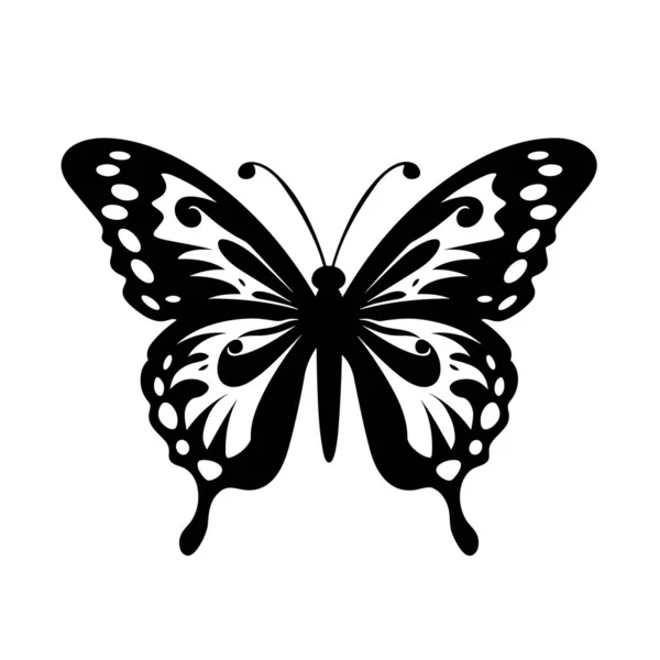 Kelebek Silueti Kelebek Siyah Simgesi Beyaz Arkaplanda — Stok Vektör