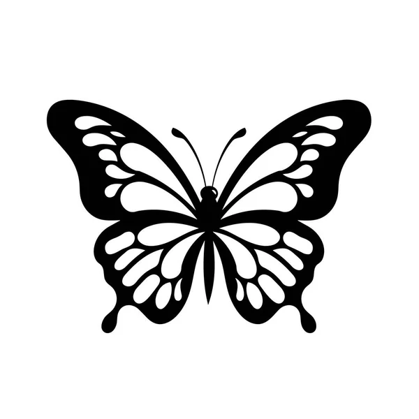 Силуэт Бабочки Черная Иконка Бабочки Белом Фоне — стоковый вектор