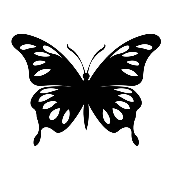 蝴蝶的轮廓 白色背景上的蝴蝶黑色图标 — 图库矢量图片