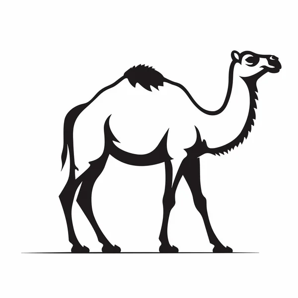 Silueta Camello Camel Icono Negro Sobre Fondo Blanco — Vector de stock