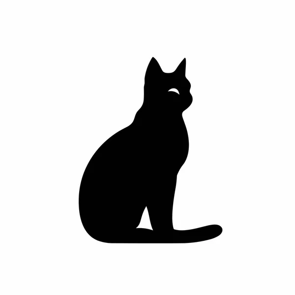 Silueta Gato Gato Icono Negro Sobre Fondo Blanco — Vector de stock