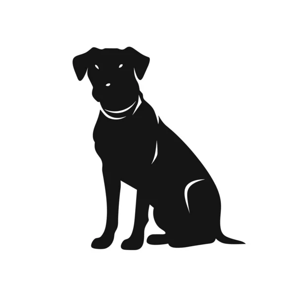 Силуэт Собаки Значок Чёрного Пса Белом Фоне — стоковый вектор