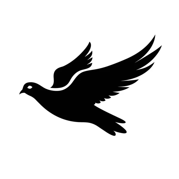 Gołębia Sylwetka Gołąb Czarny Ikona Białym Tle — Wektor stockowy
