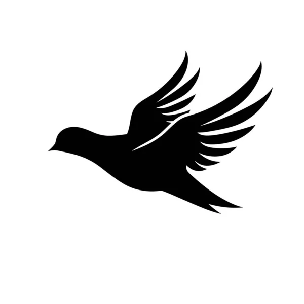Dove Silhouette Pigeon Black Icon White Background — Stock Vector