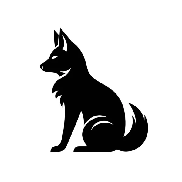 Fox Silhouette Fox Black Icon White Background — Stock Vector