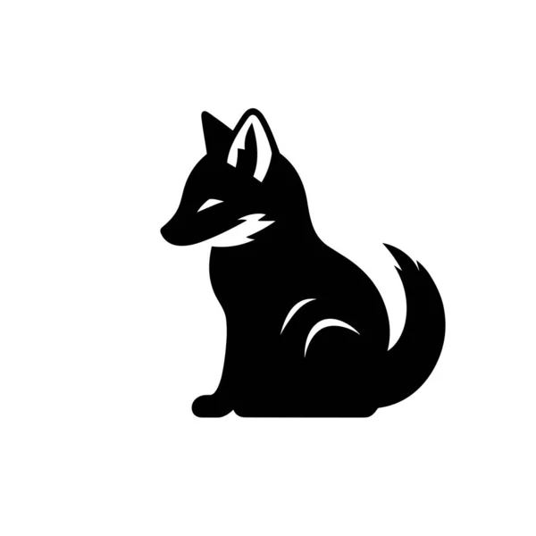 Silueta Zorro Fox Icono Negro Sobre Fondo Blanco — Archivo Imágenes Vectoriales