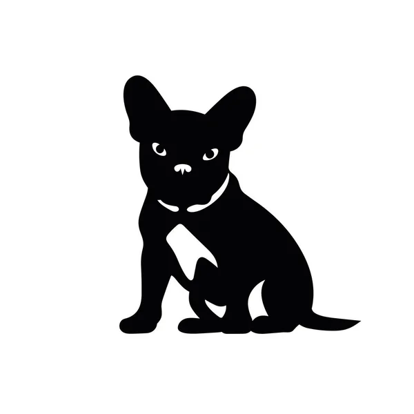 Γαλλική Σιλουέτα Μπουλντόγκ Γαλλική Bulldog Μαύρο Εικονίδιο Λευκό Φόντο — Διανυσματικό Αρχείο