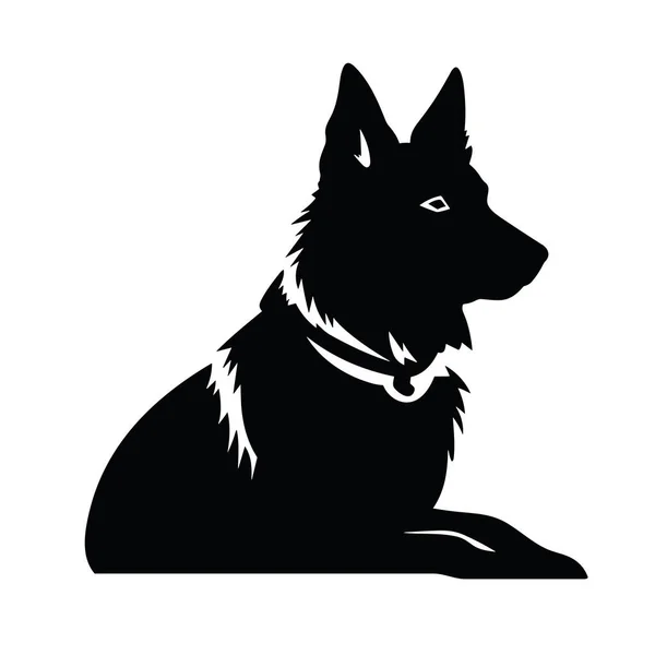 Schäferhund Silhouette Deutscher Schäferhund Schwarzes Symbol Auf Weißem Hintergrund — Stockvektor