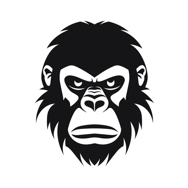 Silueta Gorilla Icoana Neagră Gorilla Fundal Alb — Vector de stoc