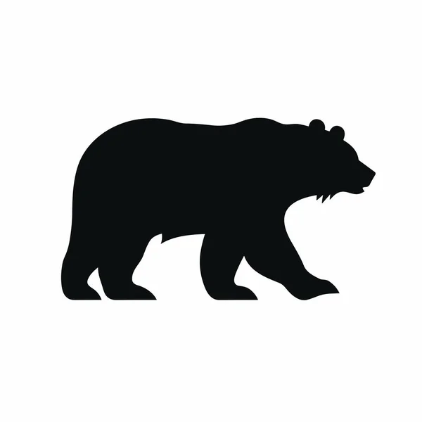 Silhueta Urso Pardo Grizzly Urso Ícone Preto Fundo Branco —  Vetores de Stock