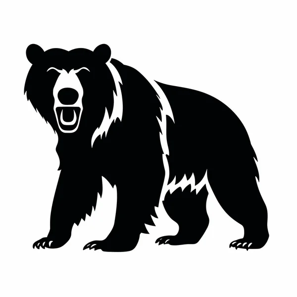 Grizzlybjörnsiluett Grizzly Björn Svart Ikon Vit Bakgrund — Stock vektor