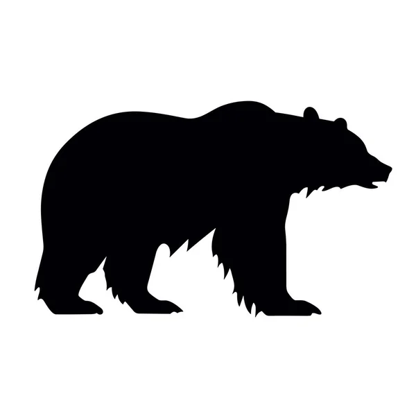 Sylwetka Niedźwiedzia Grizzly Grizzly Niedźwiedź Czarny Ikona Białym Tle — Wektor stockowy