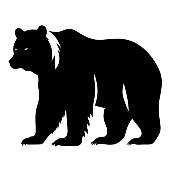 Grizzly Beer Silhouet Grizzly Beer Zwart Pictogram Witte Achtergrond — Stockvector