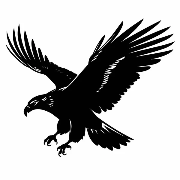 Şahin Silueti Beyaz Arkaplanda Hawk Siyah Simgesi — Stok Vektör