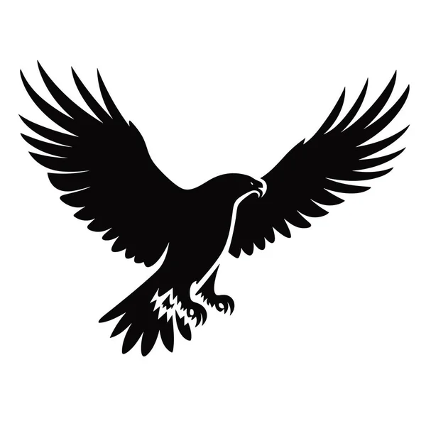 Silueta Halcón Hawk Icono Negro Sobre Fondo Blanco — Vector de stock