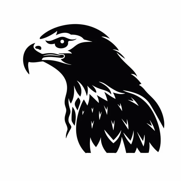 Hawk轮廓 白色背景上的鹰黑色图标 — 图库矢量图片