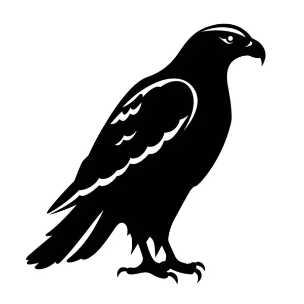 Silhueta Hawk Hawk Ícone Preto Fundo Branco — Vetor de Stock