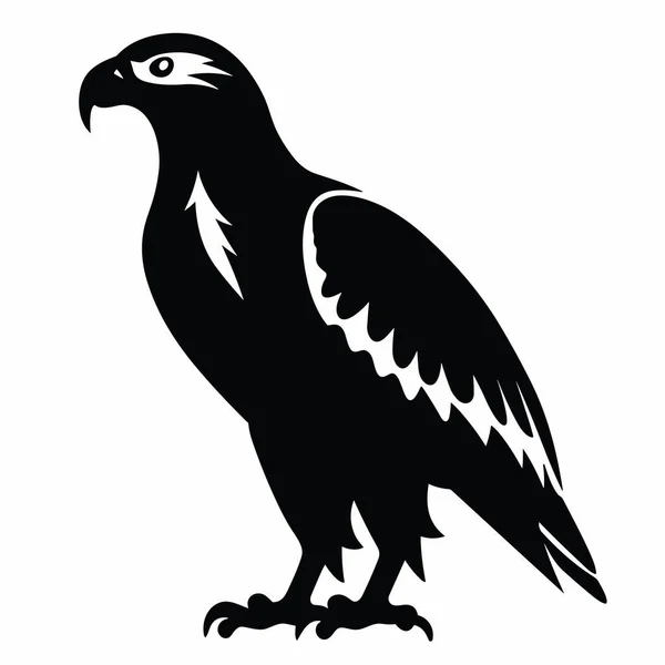 Hawk Silhouet Hawk Zwart Pictogram Witte Achtergrond — Stockvector