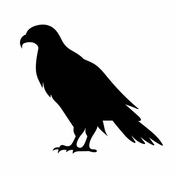 Falkensilhouette Hawk Schwarzes Symbol Auf Weißem Hintergrund — Stockvektor