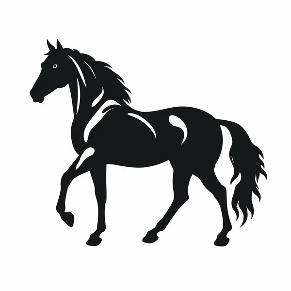 Silhouette Cheval Cheval Icône Noire Sur Fond Blanc — Image vectorielle