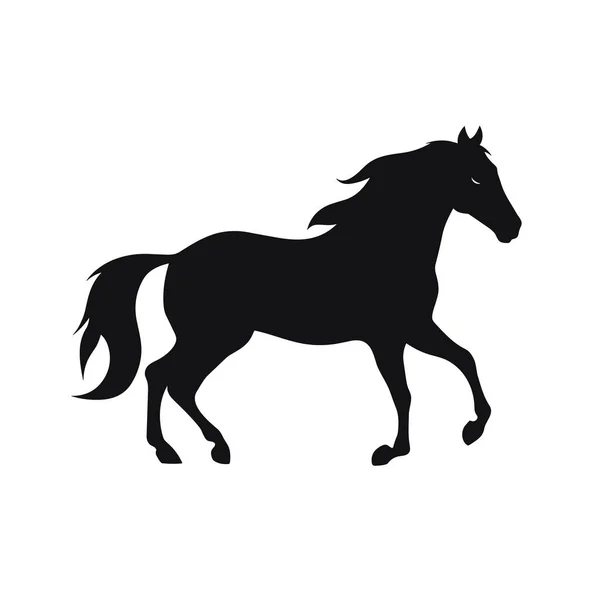 Силуэт Лошади Черный Конь Белом Фоне — стоковый вектор