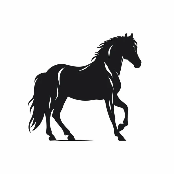 Силуэт Лошади Черный Конь Белом Фоне — стоковый вектор